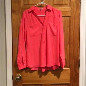 Express hot pink button down shirt size medium